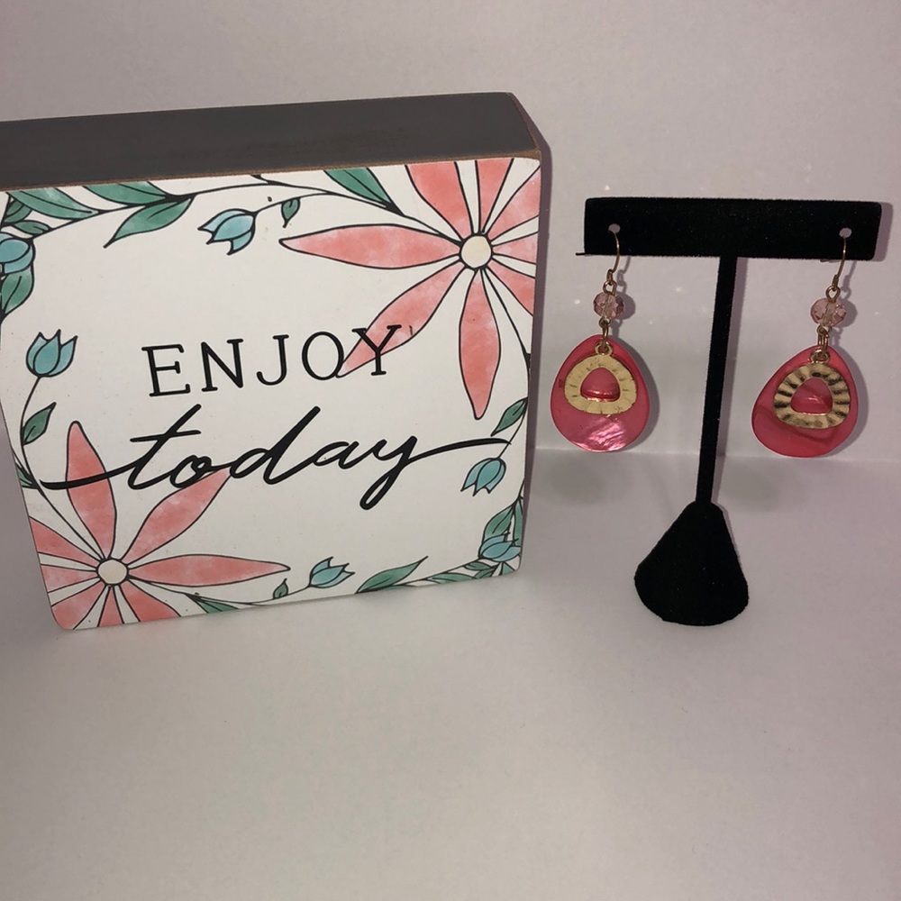 Coral and Gold Earrings